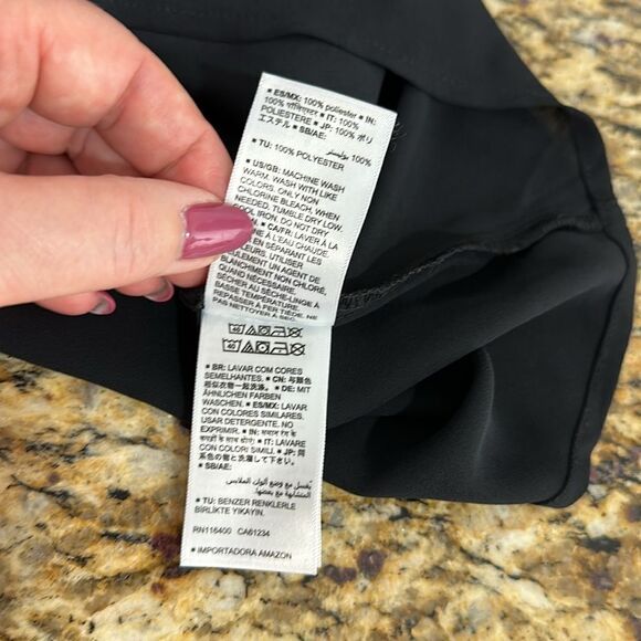 Lark & Ro Black Solid Collared Long Sleeve Blouse Top Size XL - Picture 8 of 10